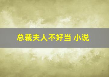 总裁夫人不好当 小说